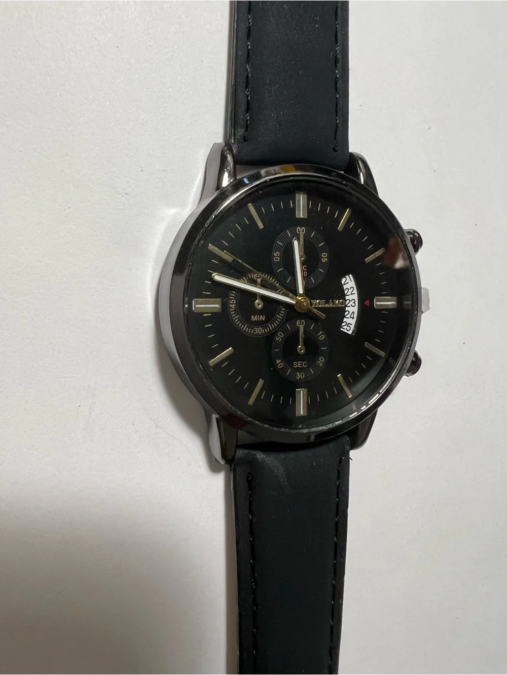 Classic Men's Black and Tan Leather Strap Watch - Unbranded